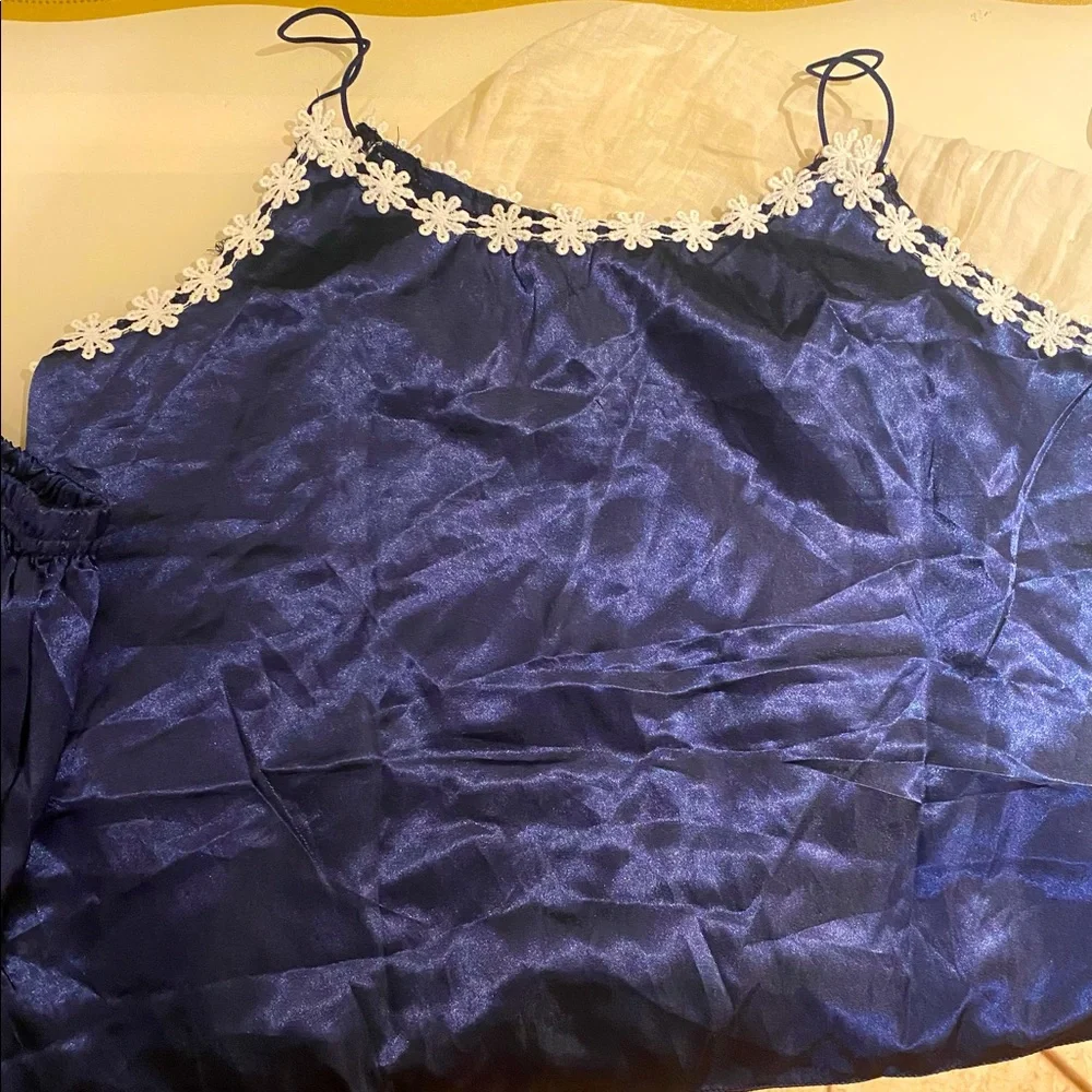 NAVY SATIN SHORTS PJ SET -New - Picture 5 of 6